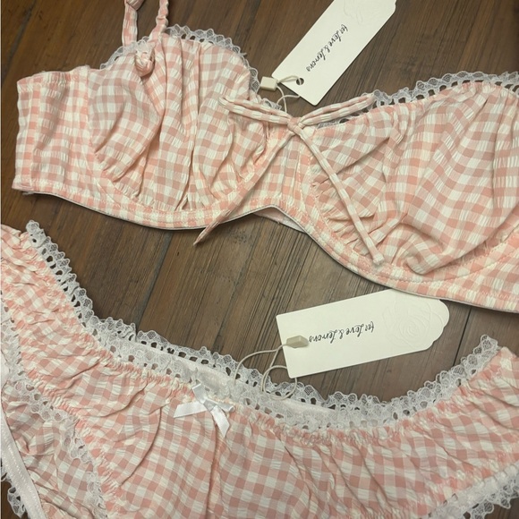 NWT for love and lemons pink gingham lingerie set - Picture 3 of 16